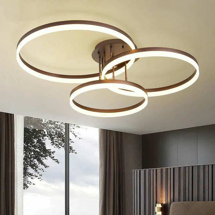 Metal Acrylic Ringed Large Flush Mount Ceiling Light with 3 Adjustable LED Lights - Appledas