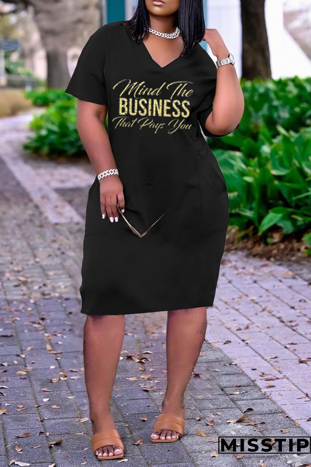 Pink Fashion Casual Letter Print Basic V Neck Short Sleeve Dress