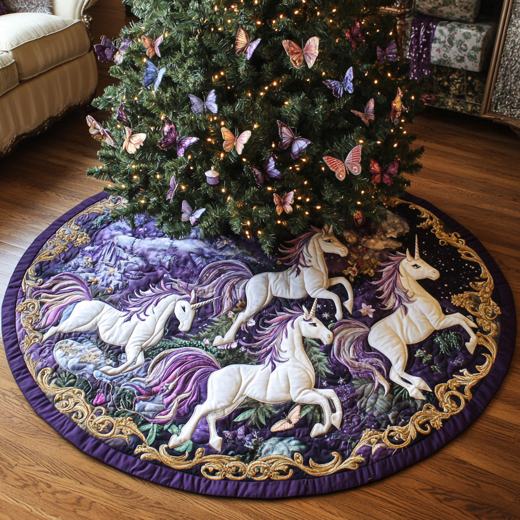 Snowy Serenade Christmas Quilted Tree Skirt NCU0DV2269
