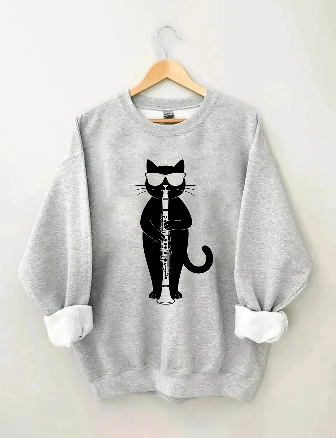 Funny Cat Clarinet Player Sweatshirt