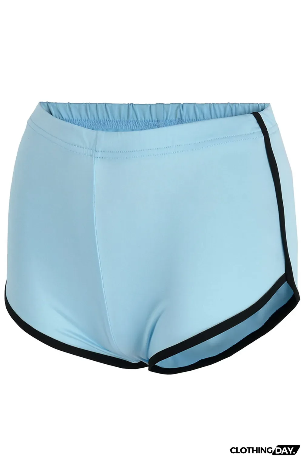 Turquoise Casual Sportswear Print Solid Patchwork Skinny High Waist Short