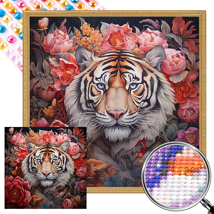 Tiger 40*40CM (Canvas) AB Round Drill Diamond Painting gbfke