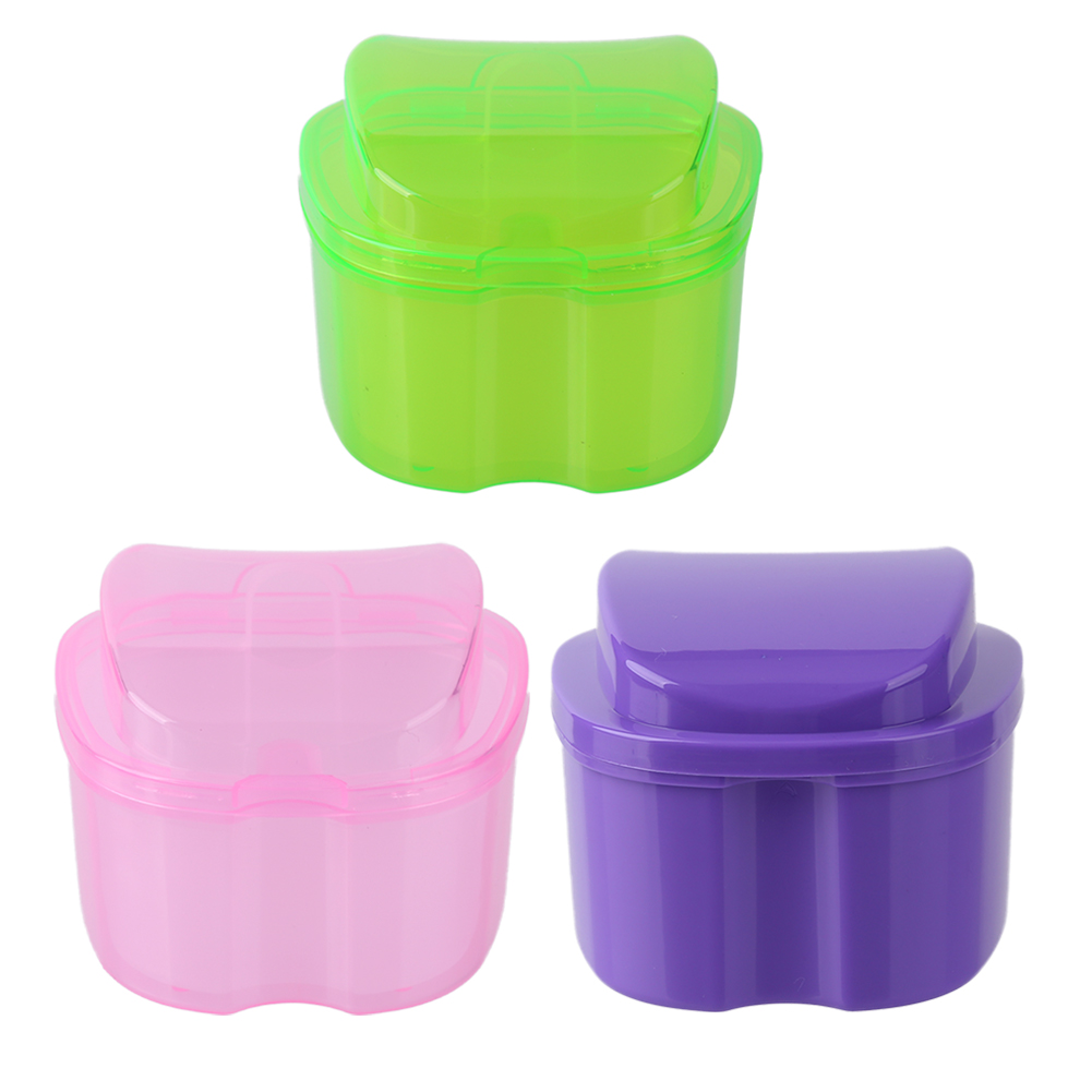 

Oral Denture Care Bath Box Cleaning False Teeth Nursing Hang Net Container, Pink, 501 Original