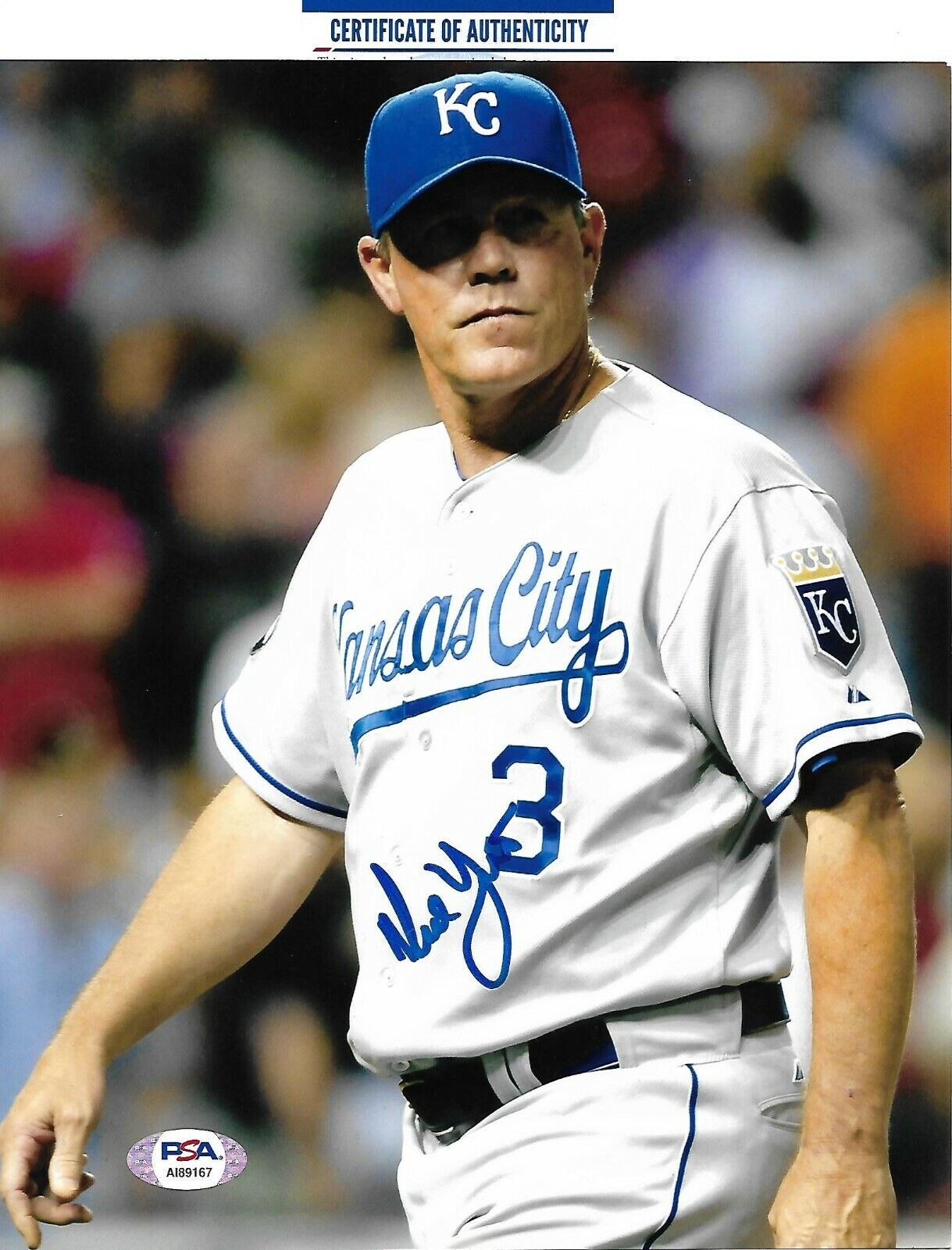 NED YOST signed KANSAS CITY ROYALS 8x10 Photo Poster painting 2015 WORLD SERIES COA PSA AI89167