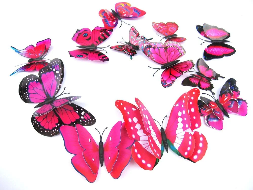 12pcs Butterflies Wall Sticker Decals Stickers on the wall Refrigerator Magnet Home Decorations 3D Butterfly PVC Wallpapers