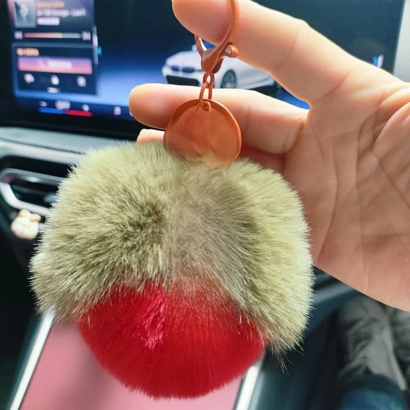 Imitation Rex Rabbit Fur Persimmon Pendant Persimmon Persimmon Ruyi Good Thing Happened Car Keychain Fur Ball Pendant Bag Ornaments Batch