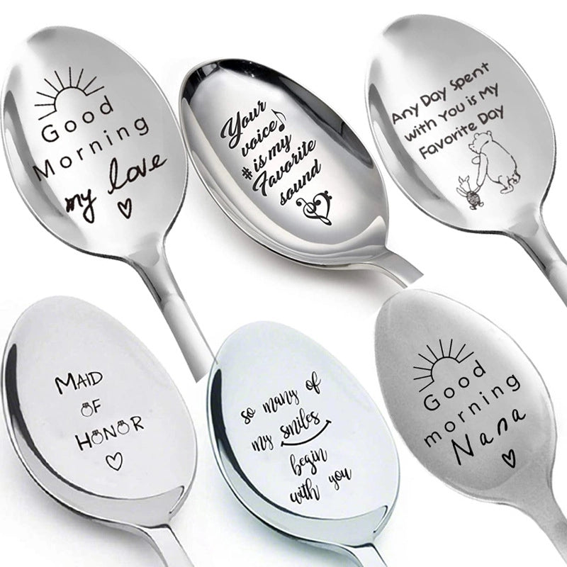 New Valentine's Day Gift Lettering Stainless Steel Long Handle Spoon