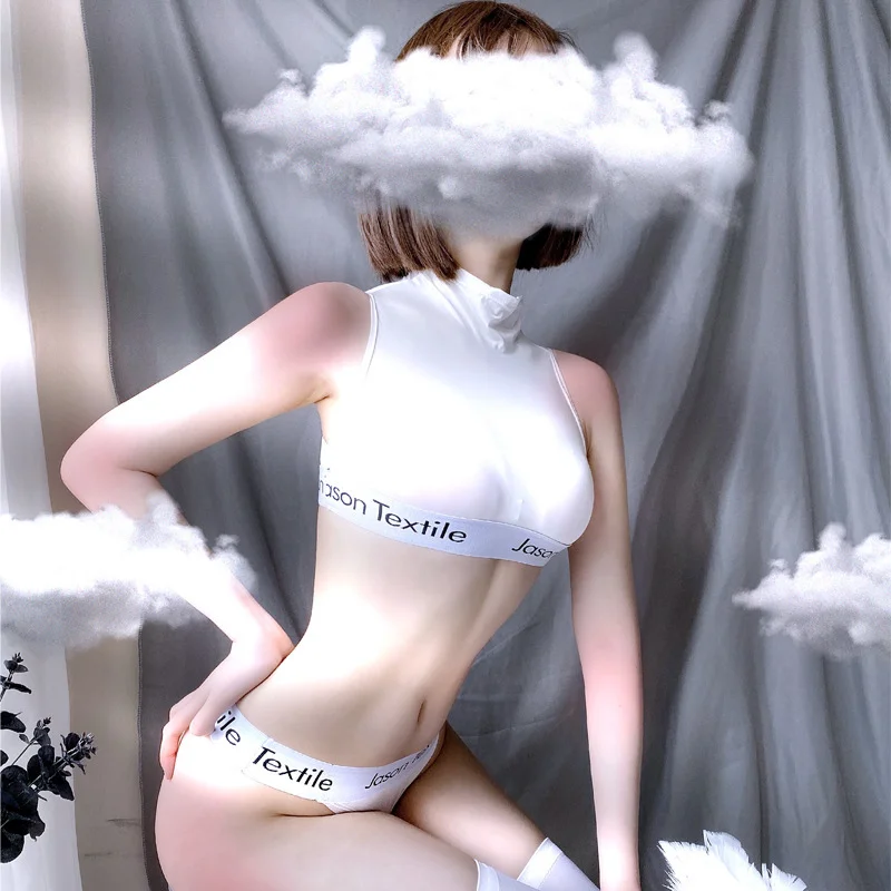 Uveng Hot Hot Ice Silk Swimsuit Two-Piece Set Of Tight-In-Piece Packs Of Hips Undersed Water Uniform Transparent Temptation