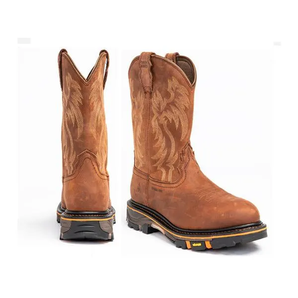 MEN'S RETRO EMBROIDERED ROUND TOE LEATHER BOOTS 87916936YL