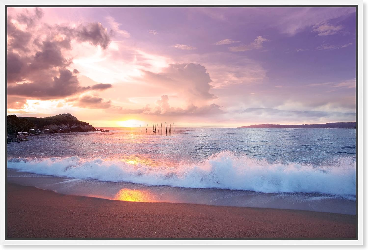The Oliver Gal Artist Co. Nautical and Coastal Contemporary Canvas Wall Art Colored beach afternoon Living Room Bedroom and Bathroom Home Decor 45 in x 30 in Blue and Purple