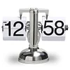 Automatic Page Turning Clock Retro Stainless Steel Desk Clock Large Time Display Clock Suitable for Living Room Bedroom Home Decoration