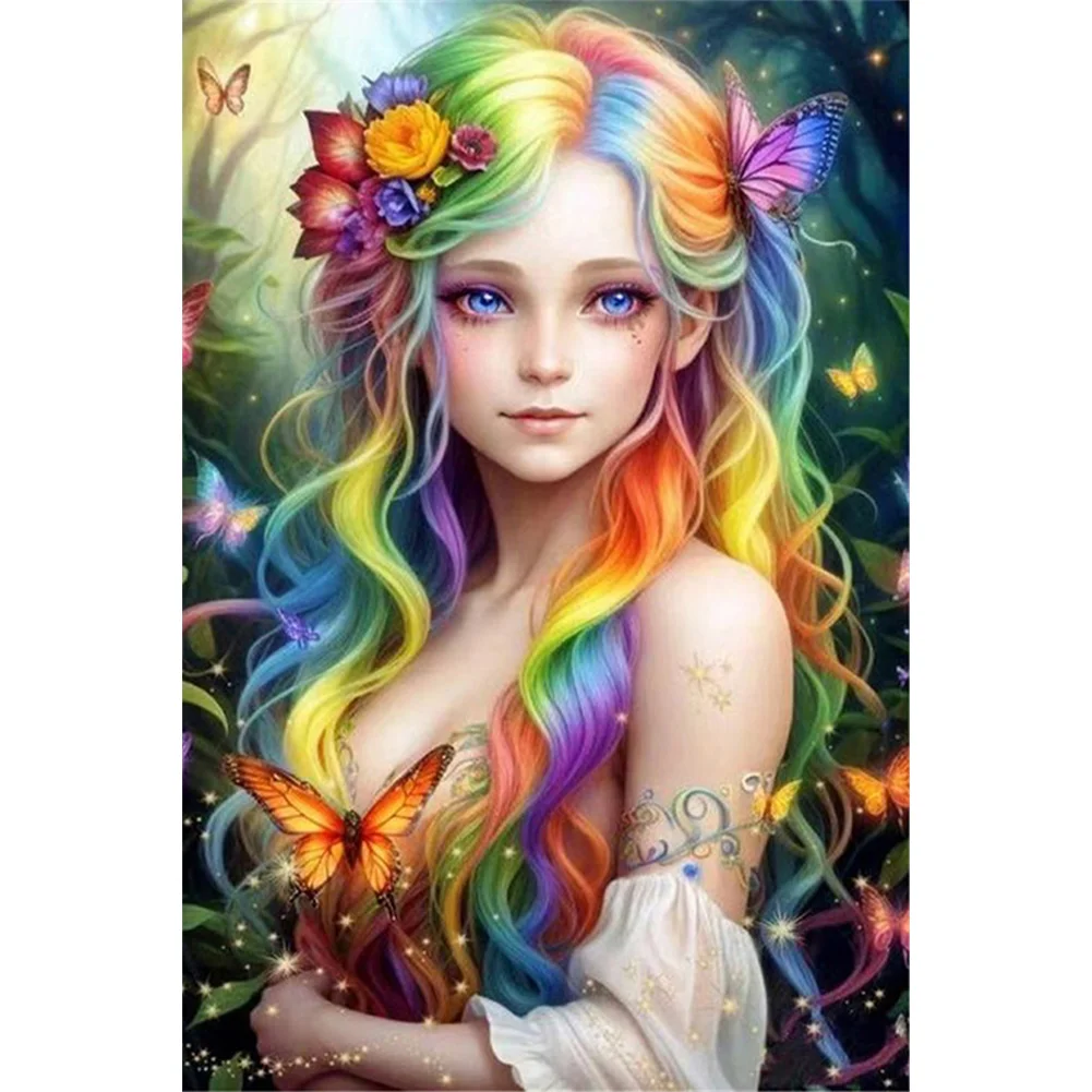 Partial AB Diamond Painting - Full Round Drill - Girl(Canvas|45*65cm)