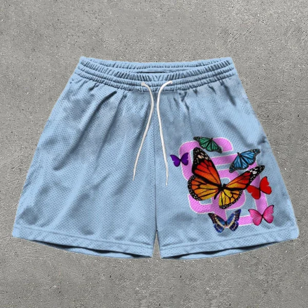 San Diego Butterfly Print Drawstring Shorts