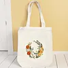 Crescent Roses Cross Stitch Canvas Bag Making Kits with Hoop Frame Printed Embroidered Canvas Bags for Adults Handicraft Sewing Materials DIY Tote Handbag Needlepoint Kits 12.5x14.4in