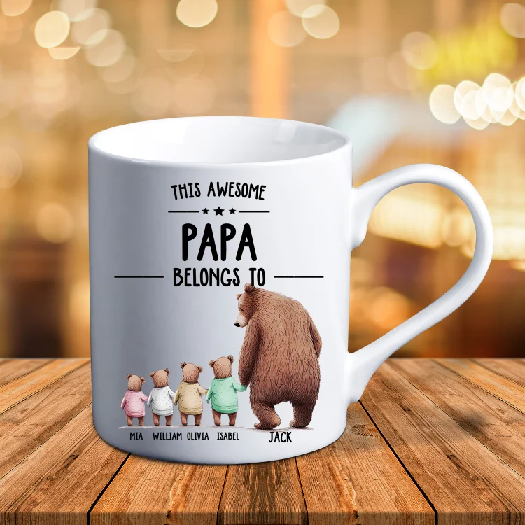 Personalized Family Bear Mug With 1-6 Names-Christmas Birthday Gift Ceramic Coffee Mug