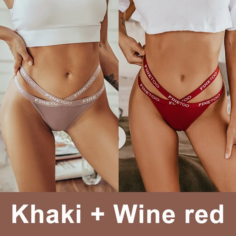 2PCS/Set Cotton Panties Women's Lingerie Sexy Underwear G-string Briefs Female Underpants Pantys Girls Tangas Thong Panties