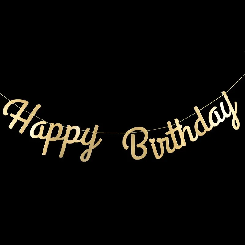 Happy Birthday Bunting Banner Gold Sliver Letters Happy Birthday Garlands String Baby Shower Boy Girl Birthday Party Decoration
