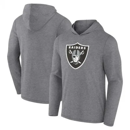 Men's Las Vegas Raiders Heather Gray Primary Logo Long Sleeve Hoodie T-Shirt DATZ