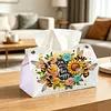 (24cm)Diamond Art Tissue Box Cover DIY PU Desktop(SweetBees and Flowers)