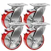 [US Local Warehouse] 5 Inch Caster Wheels Total Capacity 4000 Lbs Heavy Duty Casters with Brake Plate Casters for Trolleys Transport Materials Toolboxes
