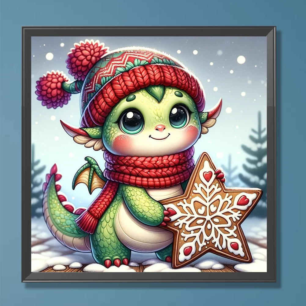 Full Round Diamond Painting 30*30cm - Dragon On The Snow