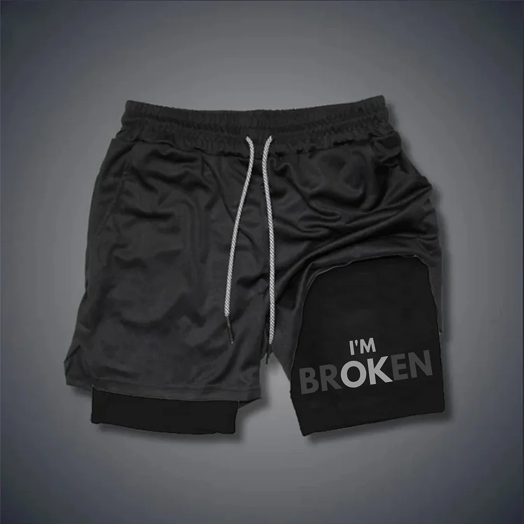 I'm Broken Print Men's Shorts -  