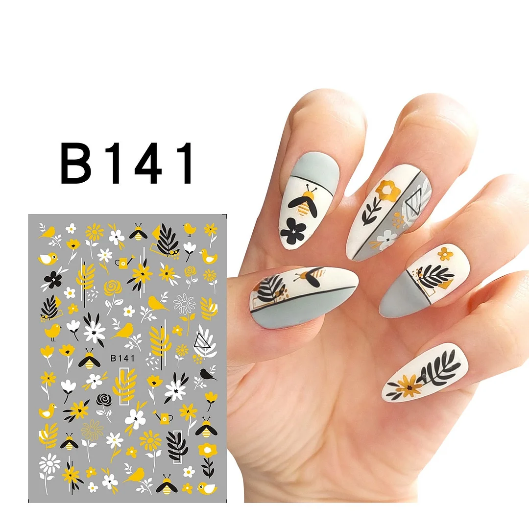 1Pcs Iridescent Silver Laser Snowflakes 3D Nail Stickers Leaves Flowers Summer Self Adhesive Transfer Sliders For Manicures Tips-Nail Inspo