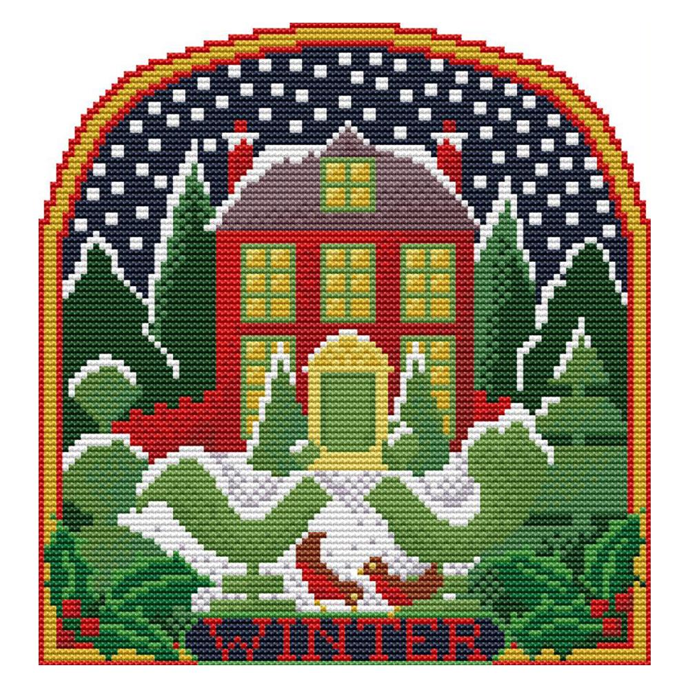 

Winter cabin - 14CT Stamped Cross Stitch - 25*26cm, 501 Original