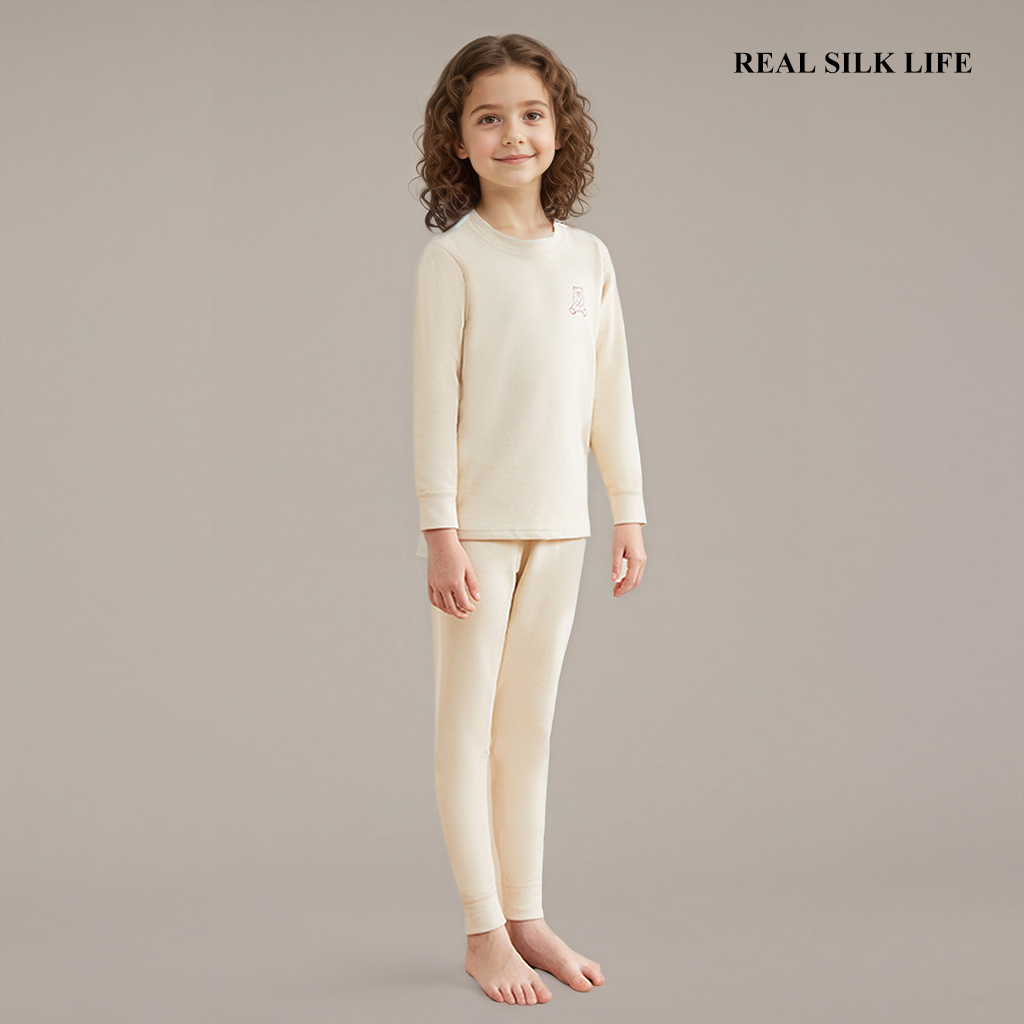 Toddler＆Kids Double-Sided Brushed Wool Thermal Set REAL SILK LIFE