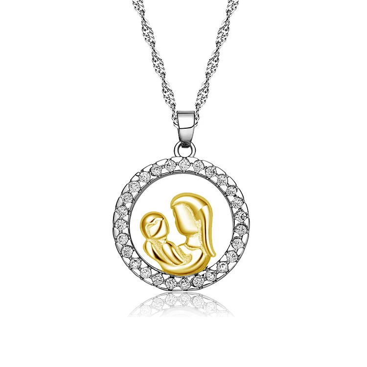 Mother and Child Necklace Circle Pandent Gifts for Mother