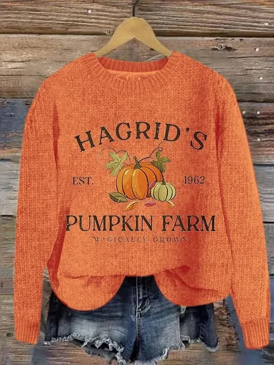 Women's Thanksgiving Pumpkin Print Sweater 