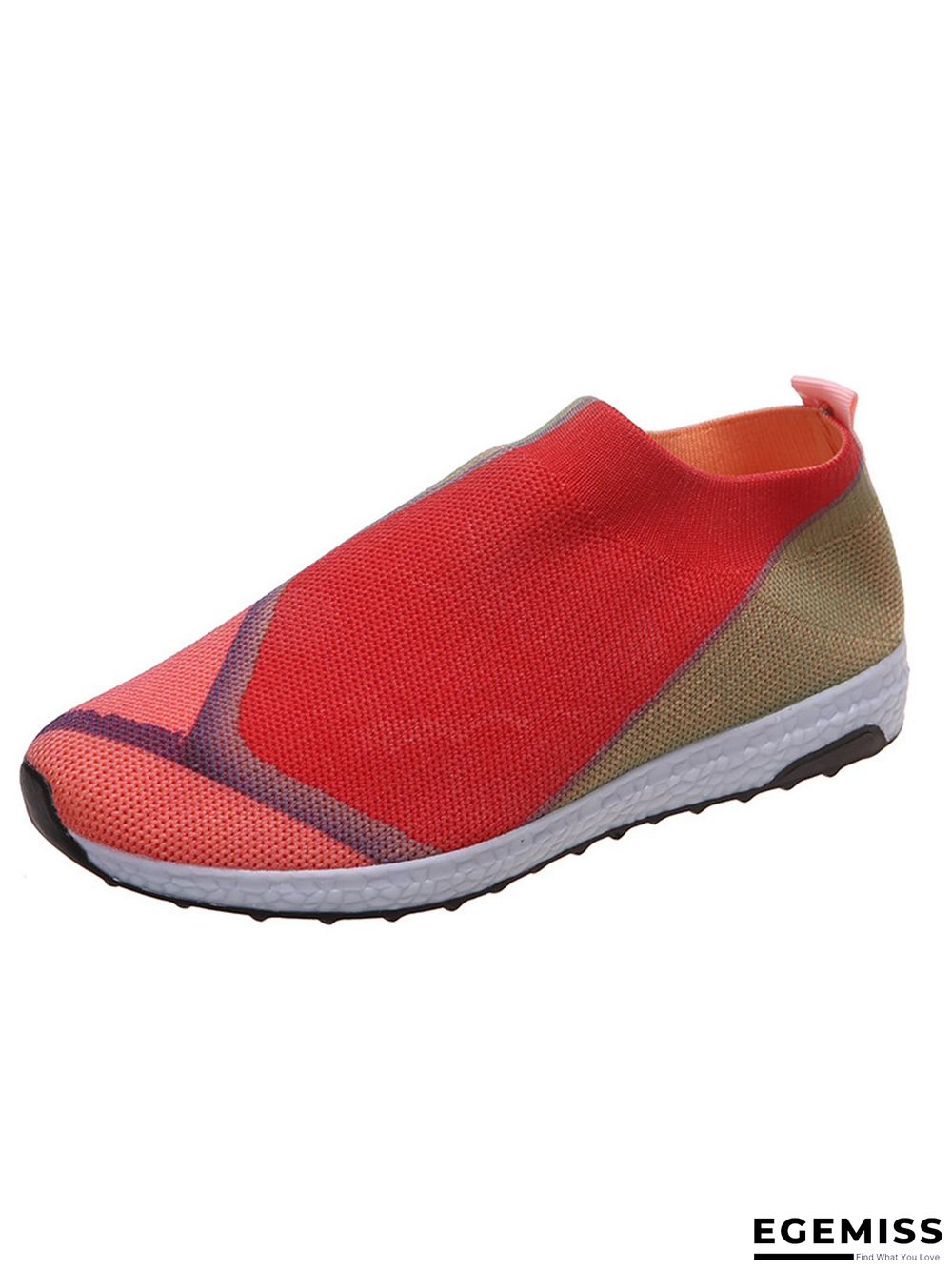 Thick Sole Color Blocking Fly Woven Mesh Slip-On Sneakers Lazy Casual Shoes | EGEMISS