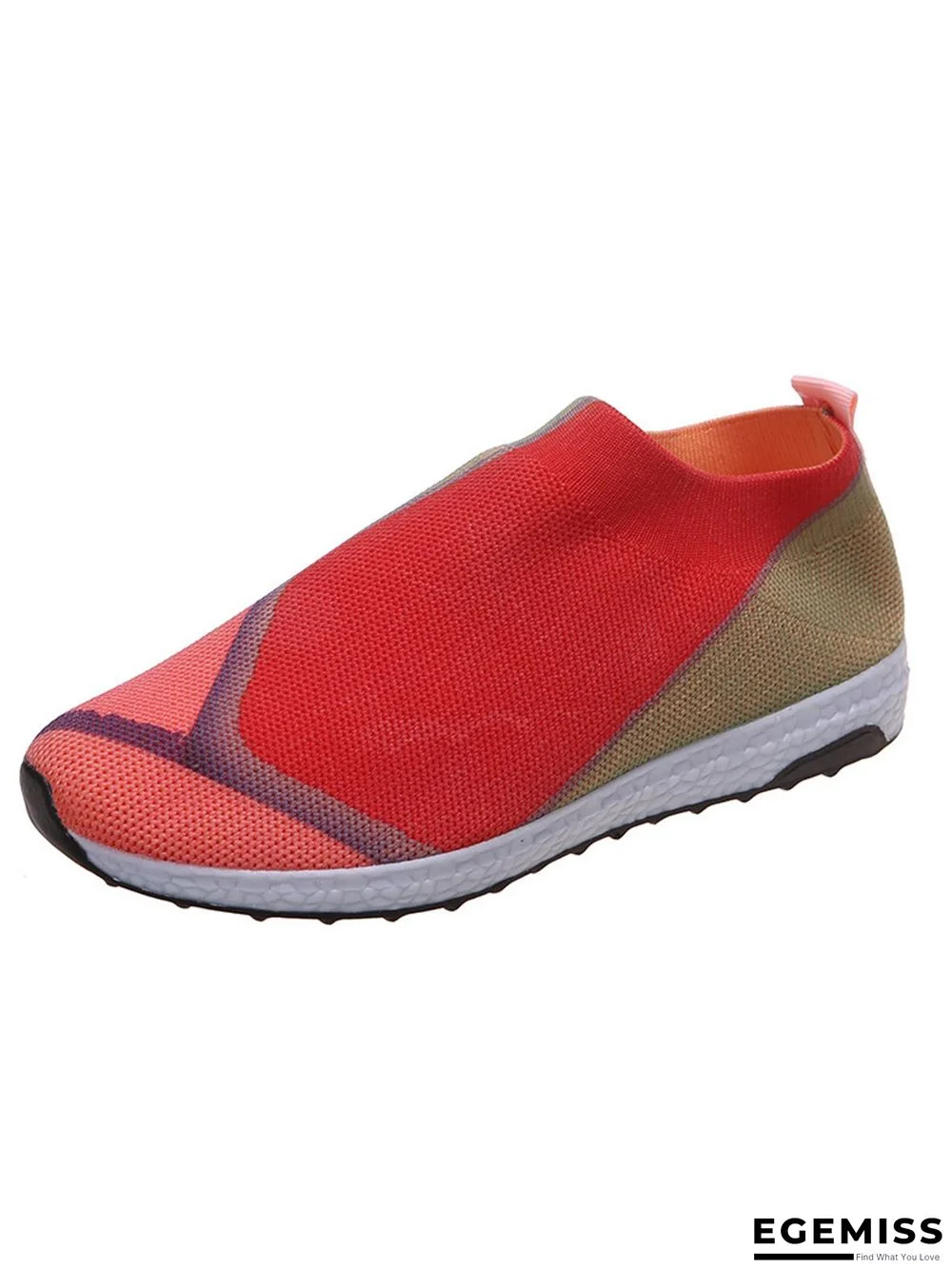 Thick Sole Color Blocking Fly Woven Mesh Slip-On Sneakers Lazy Casual Shoes | EGEMISS