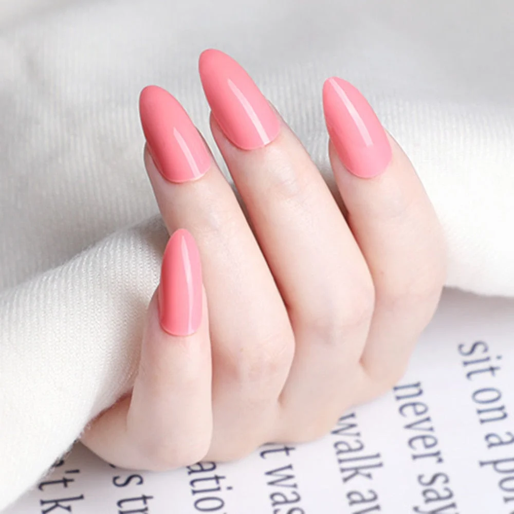 24Pcs Shiny White Short Stiletto False Nails With Jelly Glue DIY Artificial Fake Nails Art Tips Press On Manicure Tools-Nail Inspo