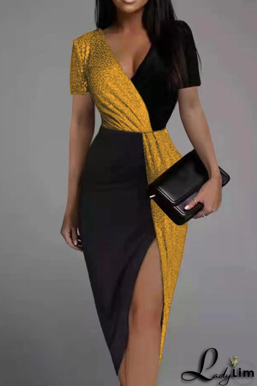 Red Sexy Solid Split Joint Asymmetrical V Neck One Step Skirt Dresses