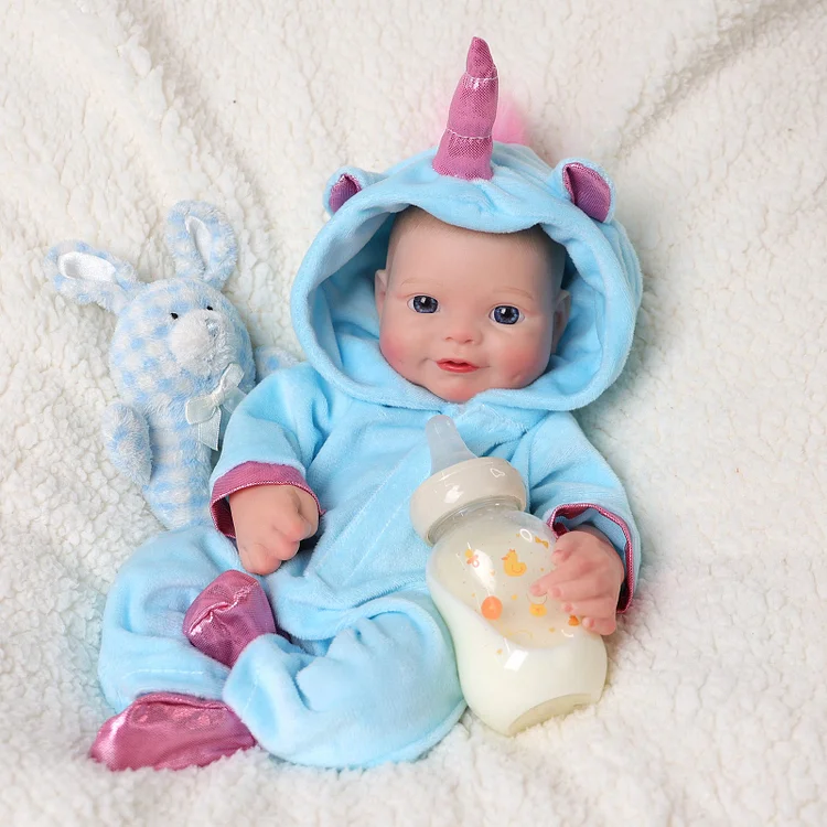 Babeside 16" Full Silicone Reborn Baby Girl Doll Blue Unicorn Hedda