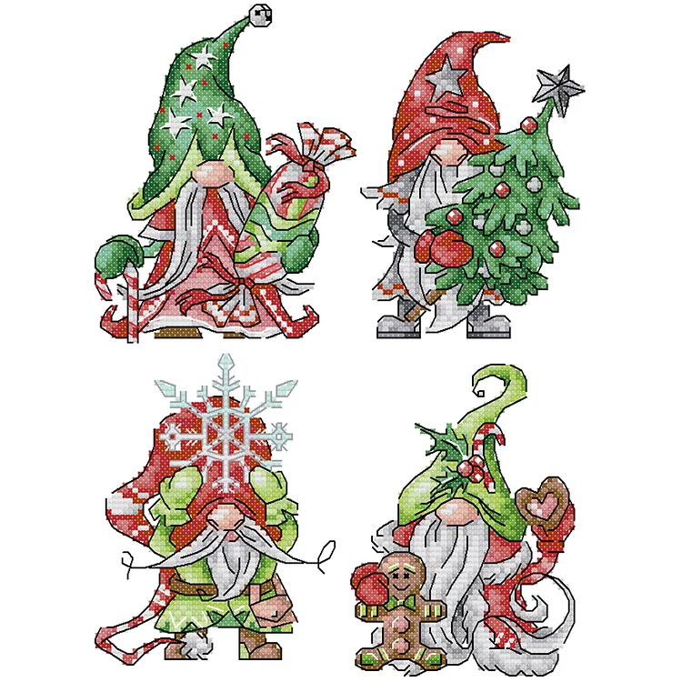 Joy Sunday Christmas Halloween Gnomes 14CT Stamped Cross Stitch 22*30CM/22*33CM