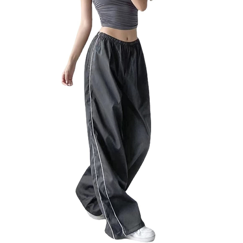 y2k Cargo Pants Women Aesthetic Elastic Low Waist Baggy Loose Joggers Trousers with Pockets 2000s Sweatpants Streetwear