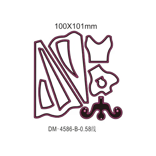 New 9PcsSet Cute Princess Dress Metal Dies Scrapbooking Metal Cutting Dies Craft Stamps die Cut Embossing Card Making Stencil