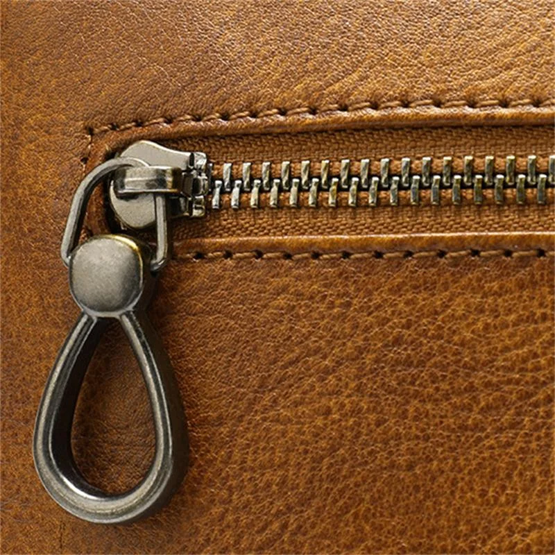 Simple Leather Casual Solid Color Zipper Design Business Clutch