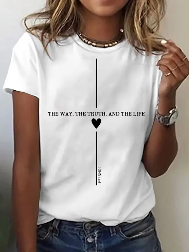 VChics Women's Casual Faith In Jesus Truth Printed Short-sleeved T-shirt