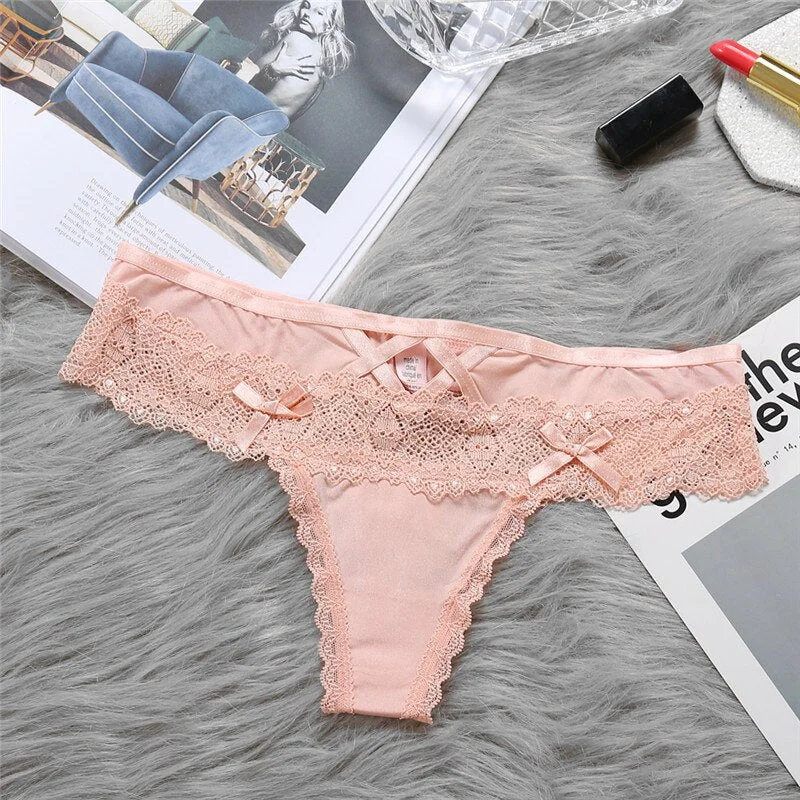 Sexy Lace Panties Women Ultra Thin Hollow Briefs Underwear Women's Underpants Soft Perspective Lingerie Lady 4 Solid Colors M/L