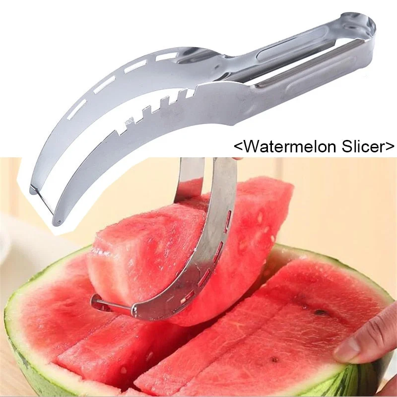 1pcs Stainless Steel Watermelon Slicer Cutter Knife Corer Fruit Tools Kitchen Accessories Gadgets Watermelon Spoons