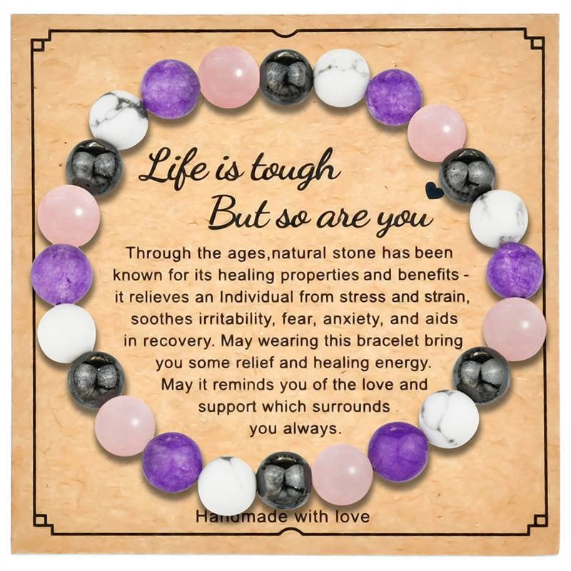 8mm Natural Stone Bracelet With Card Explosions Tourmaline Bracelet For Men And Women Friendship Bracelet Holiday Gift