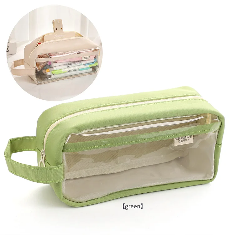 Journalsay Simple Large-capacity Transparent Pencil Case Portable Zipper Storage Pencil Bag Stationary Organizer