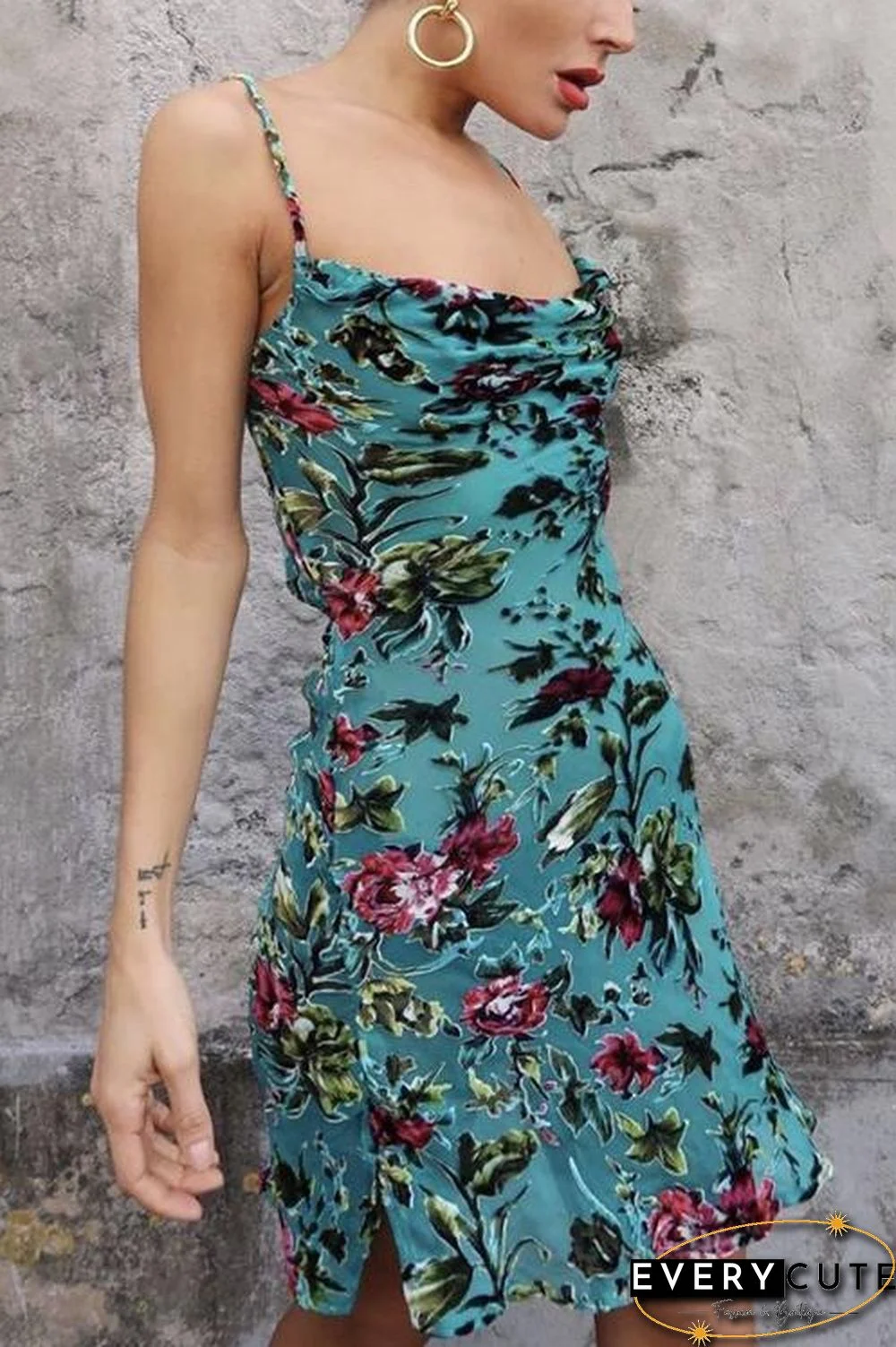 Floral Print Slip Mini Dress