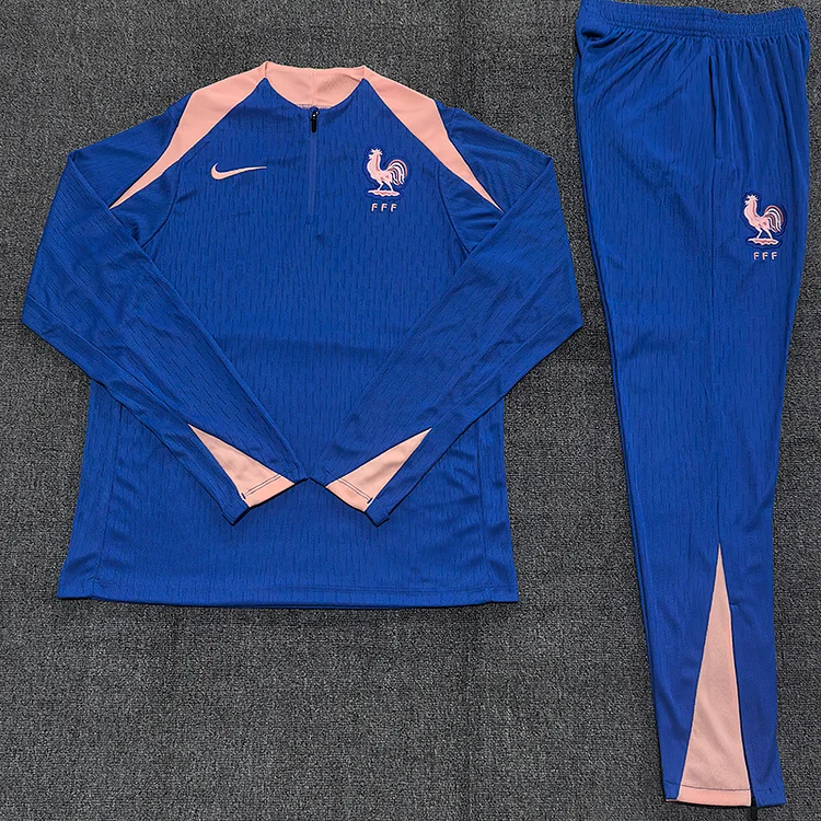 25/26 France Blue Half Zip Training Suit Set