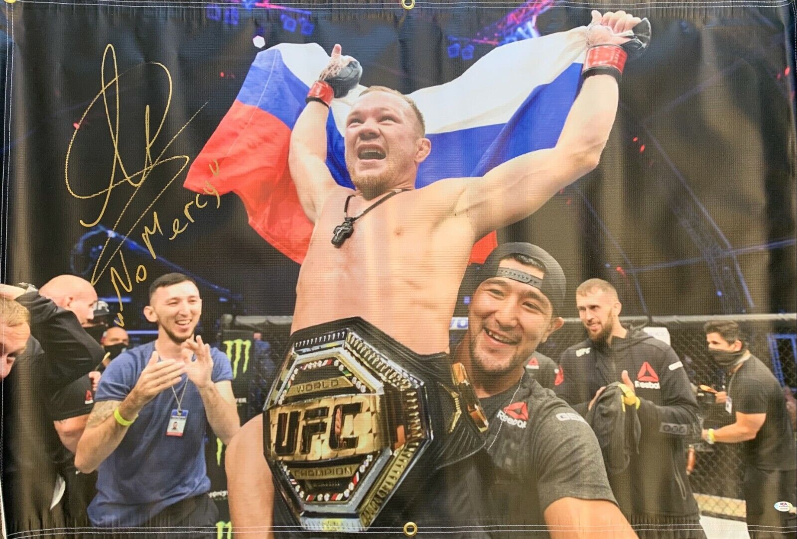 Petr Yan autographed signed inscribed 35x40 Vinyl Banner UFC PSA COA No Mercy