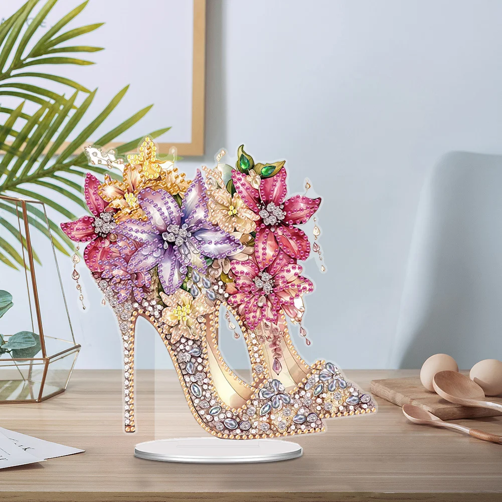DIY High Heels Special Shape Acrylic Diamond Painting Tabletop Ornaments Kit Home Decor
