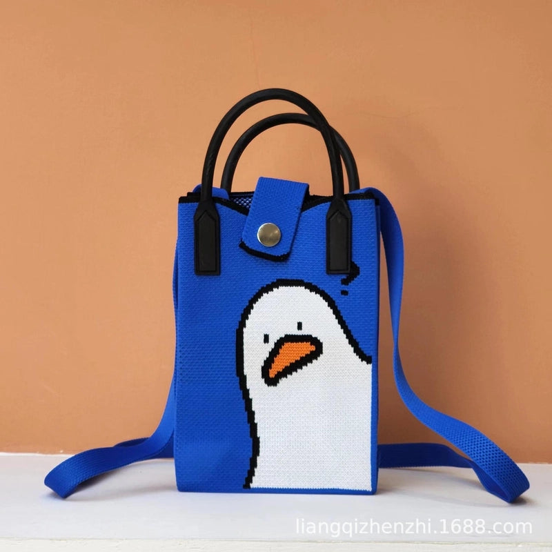 Women’s Polyester Cartoon Cute Square Hidden Buckle Shoulder Bag Handbag Crossbody Bag